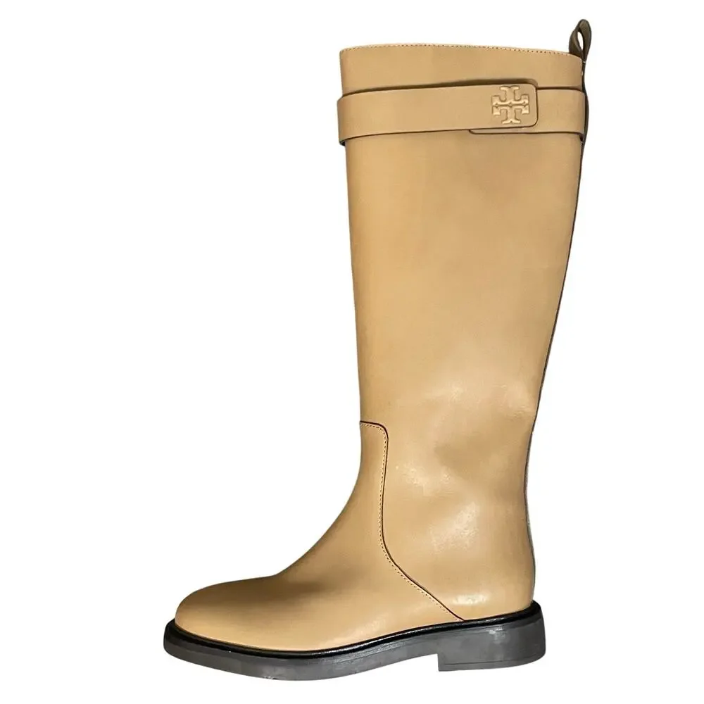 Tory Burch Women’s Double T Utility Logan Boot Tall Riding Leather Size 6.5